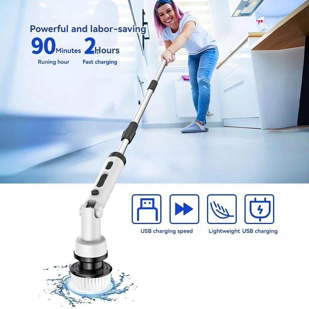 NovuLife Cordless Electric Spin Scrubber with 9 Replacement Head Dual Speed Electric Brush for Cleaning Power Bathroom Scrubber for Bathtub Tile Floor — view 4