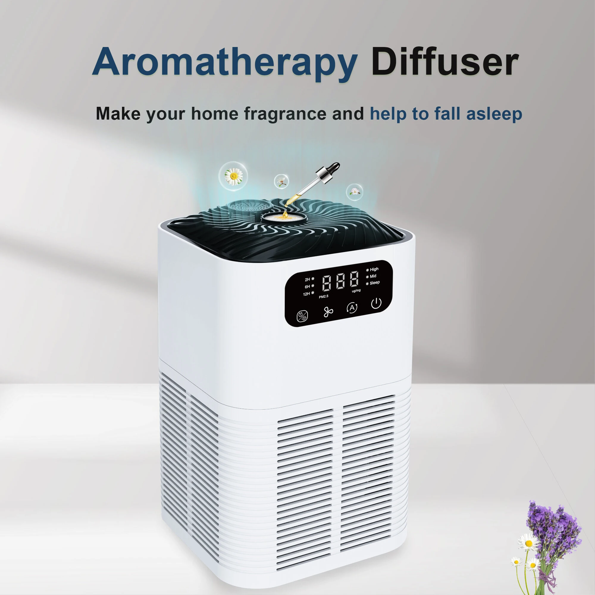 NovuLife GL-K803 HEPA Air Purifier with Negative Ions, PM2.5 Real-Time Display, 3-Stage Filtration, Touch Control,Quiet Aroma Diffuser for Home & Office — view 5