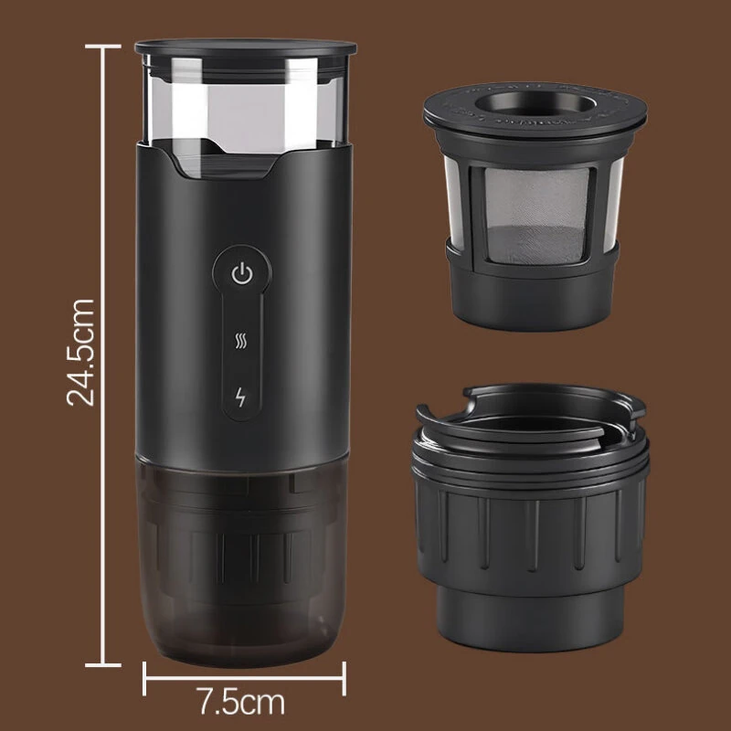 Novulife Portable Coffee Machine 7500mAh Battery for 300 Cups Compatible with K-Cups & Ground Coffee Fast Heating for Car Travel Camping Use — view 7
