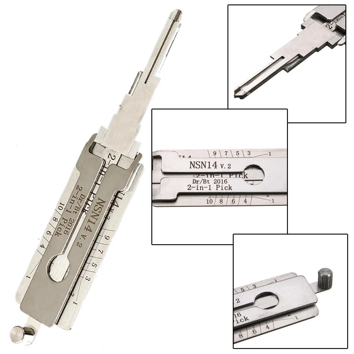 NSN14 Dr/Bt 2 in 1 Car Door Lock Pick Decoder Unlock Tool Locksmith Tools — view 7