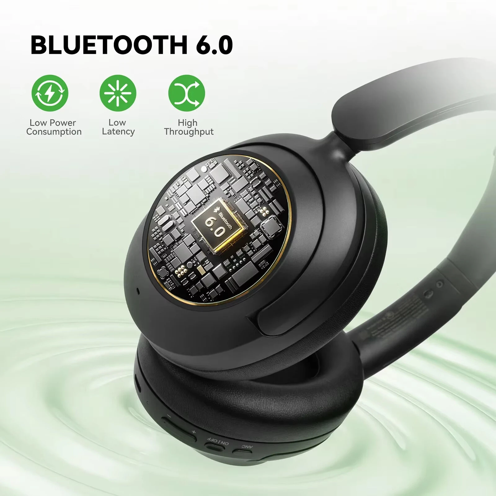 Oneodio Focus A6 Wireless Headset Bluetooth V6.0 Headphones -48dB Dual Active Noise Cancelling 5-mic ENC AI Call Noise Reduction 40mm HiFi Driver 3D Spatial Sound 75H Playtime Support Wired Connection Low Latency Over-Ear Headphones — view 7