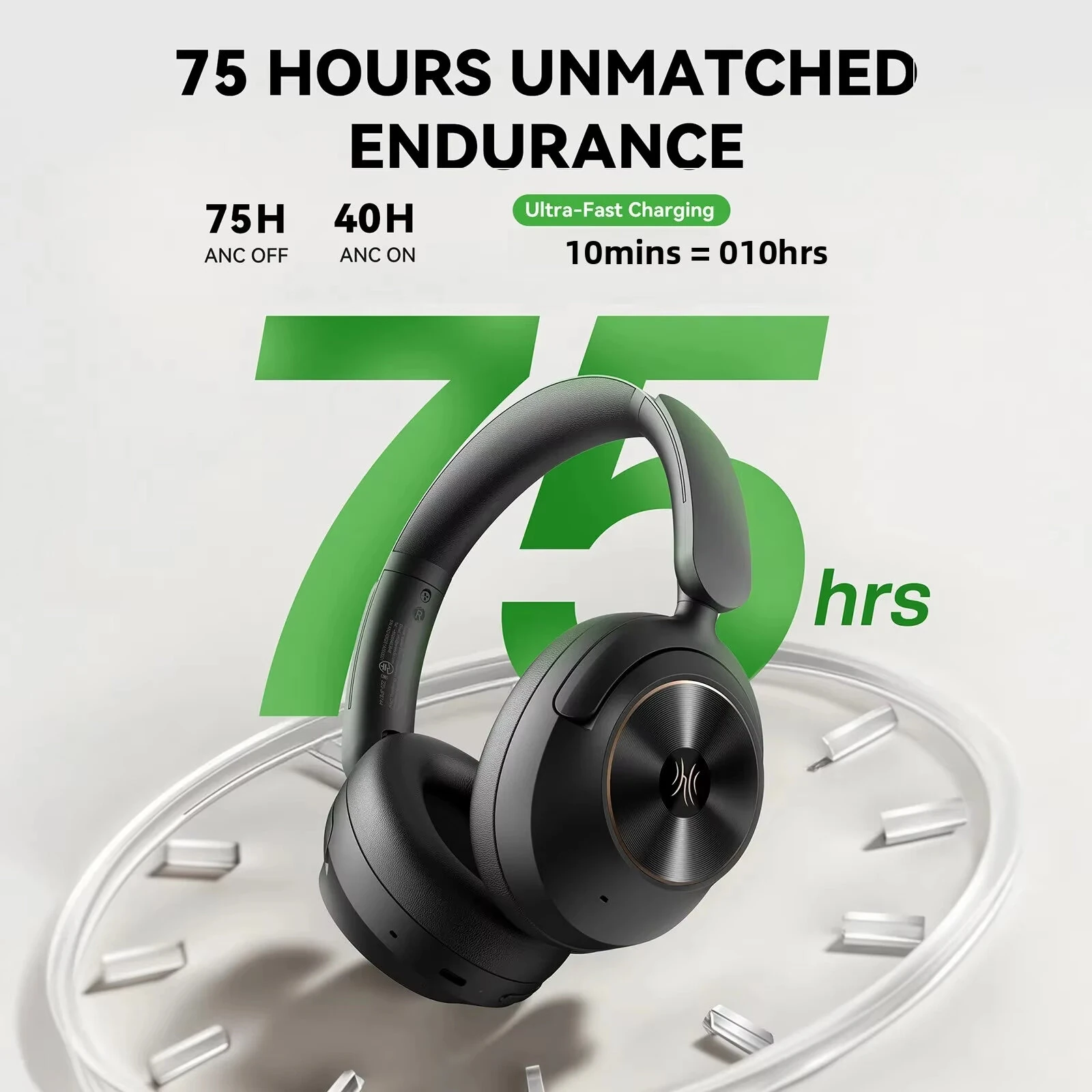 Oneodio Focus A6 Wireless Headset Bluetooth V6.0 Headphones -48dB Dual Active Noise Cancelling 5-mic ENC AI Call Noise Reduction 40mm HiFi Driver 3D Spatial Sound 75H Playtime Support Wired Connection Low Latency Over-Ear Headphones — view 8