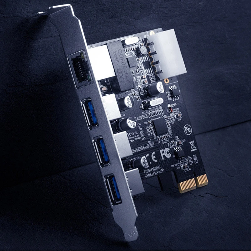 ORICO PCIe to USB3.0 and Gigabit Ethernet Expansion Card 5Gbps Data Transfer 2Gbps Network Wide Compatibility Driver Free Installation for Windows Linux — view 4