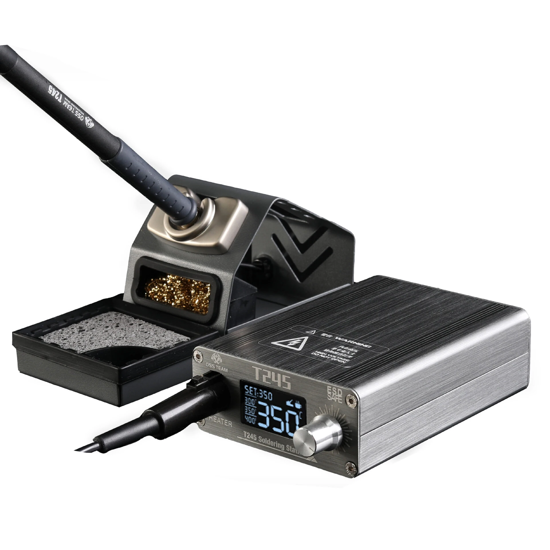 OSS TEAM T245 Soldering Station 130W High Power LCD Display Adjustable Temperature 120-450°C Compact Design Efficient Heating PID Control — OSS