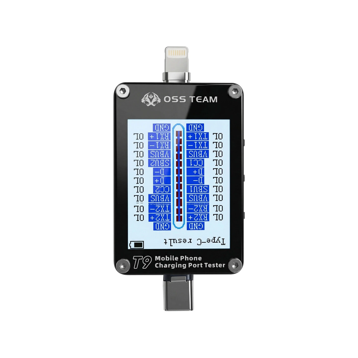 OSS TEAM T9 Mobile Phone Charging Port Tester 1.77-Inch Display 3.5-Digit 2.99 Max PN Range 0.00-2.99 V Auto Power-Off Service Tool — OSS