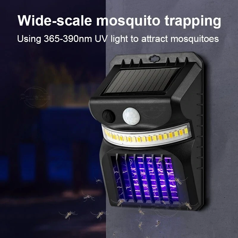 Outdoor 26 LED Solar Lights Mosquito Bug Zapper Garden Wall Light 365nm Kill mosquitoes IR Sensor Security Lighting Waterproof Wall Street Lamp for Garden — view 4