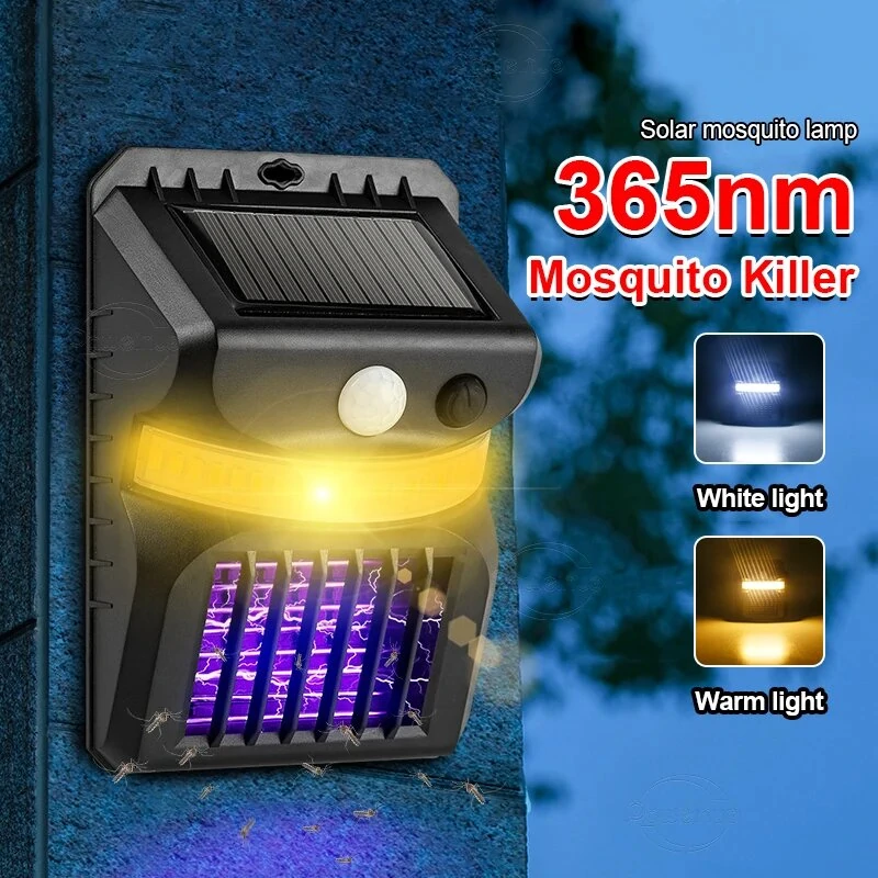 Outdoor 26 LED Solar Lights Mosquito Bug Zapper Garden Wall Light 365nm Kill mosquitoes IR Sensor Security Lighting Waterproof Wall Street Lamp for Garden — view 5