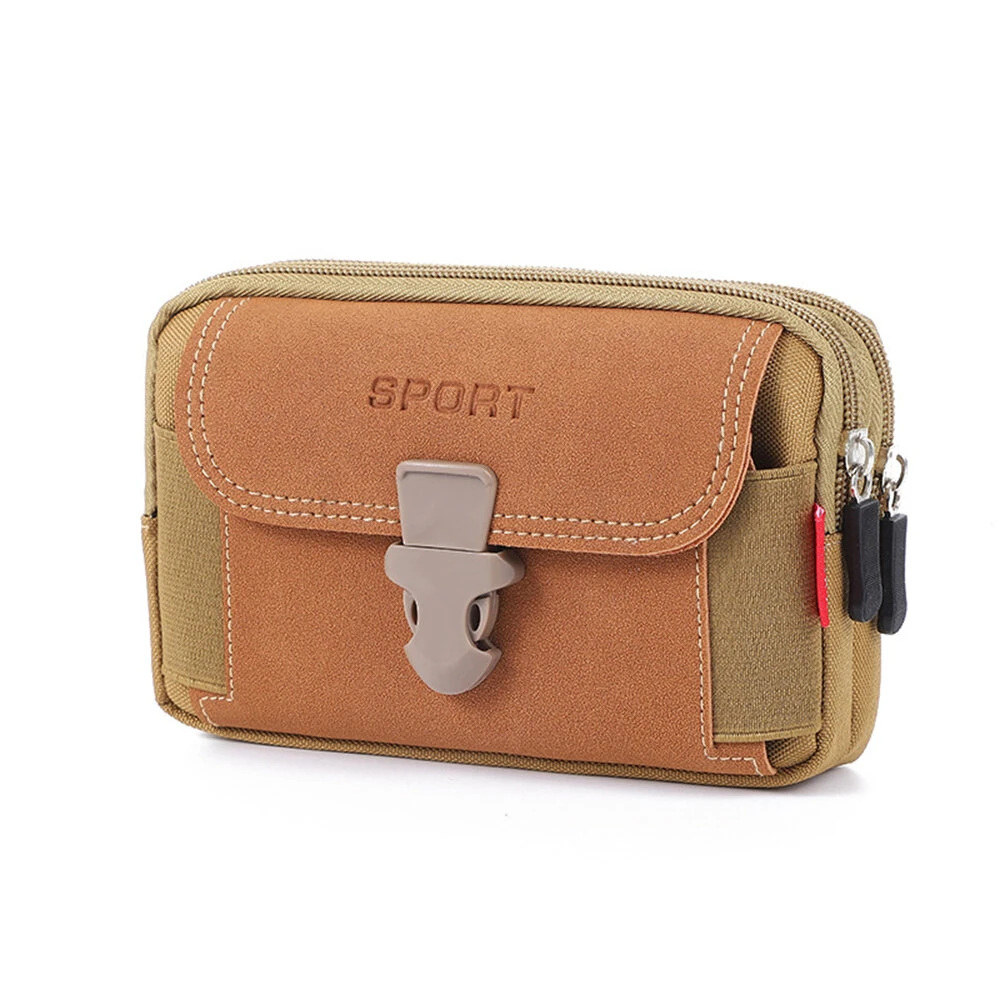Outdoor 6.5'' Phone Canvas Men Waist Bag Large Capacity Small Portable Coin Key Storage Belt Pack for Travel Camping — view 10