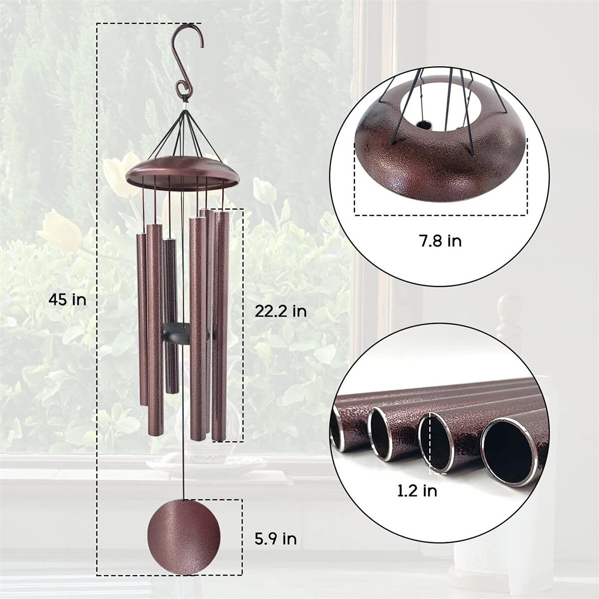 Outdoor Deep Tone Wind Chimes 45° Memorial Wind Chimes Metal Pipe Wind Chime — view 10