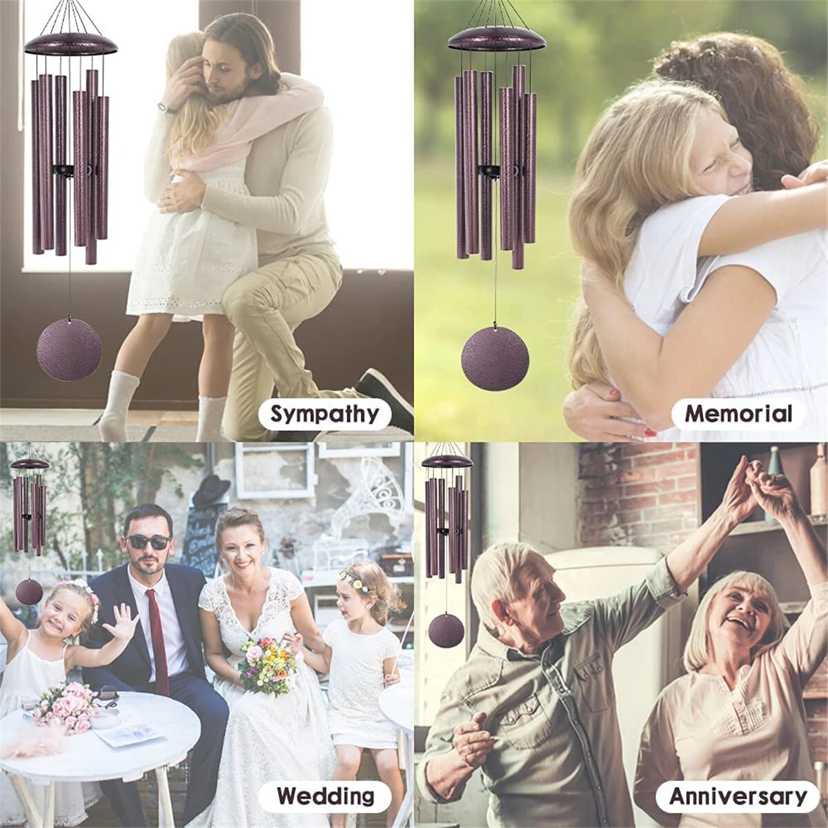 Outdoor Deep Tone Wind Chimes 45° Memorial Wind Chimes Metal Pipe Wind Chime — view 5