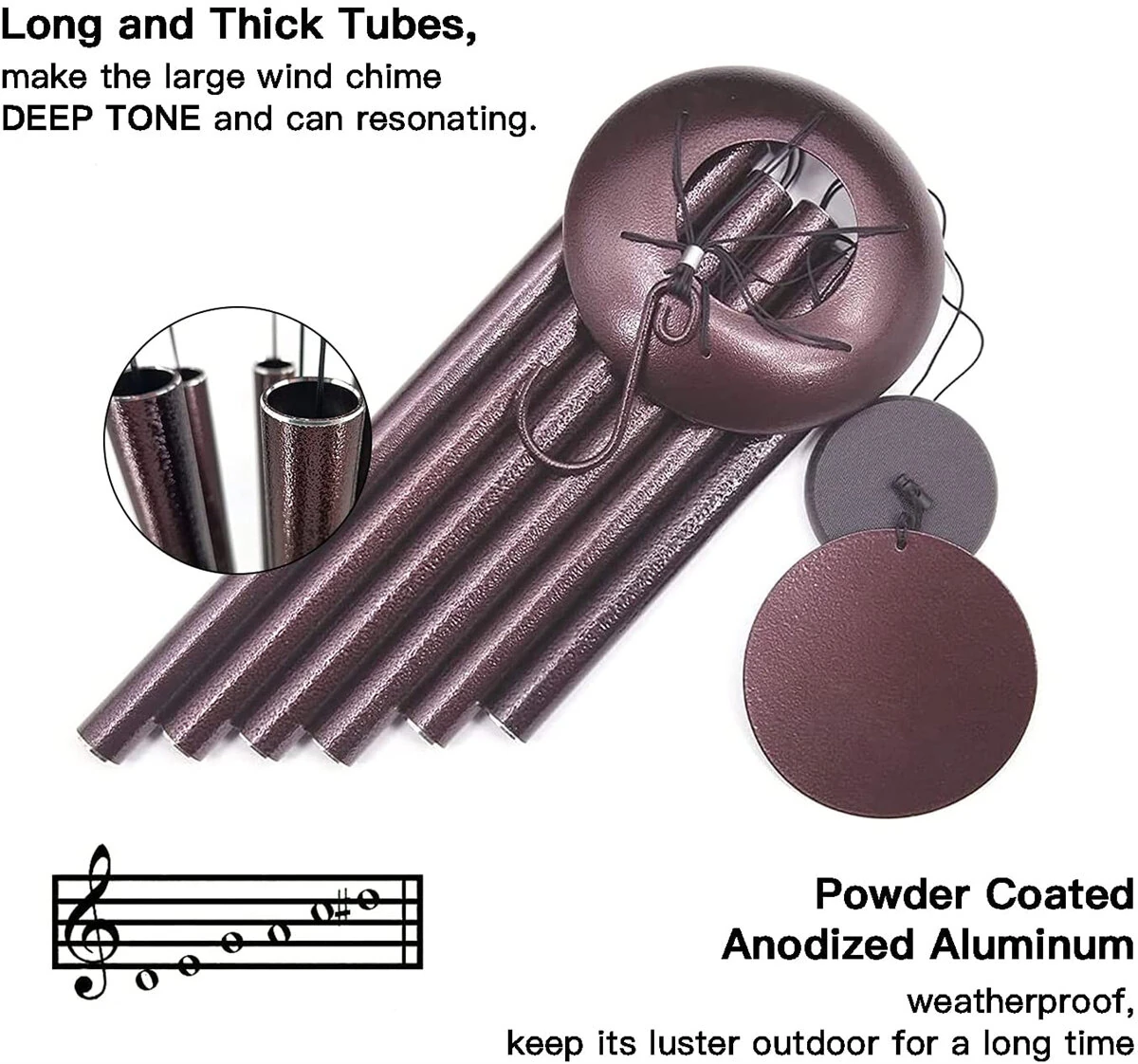 Outdoor Deep Tone Wind Chimes 45° Memorial Wind Chimes Metal Pipe Wind Chime — view 6