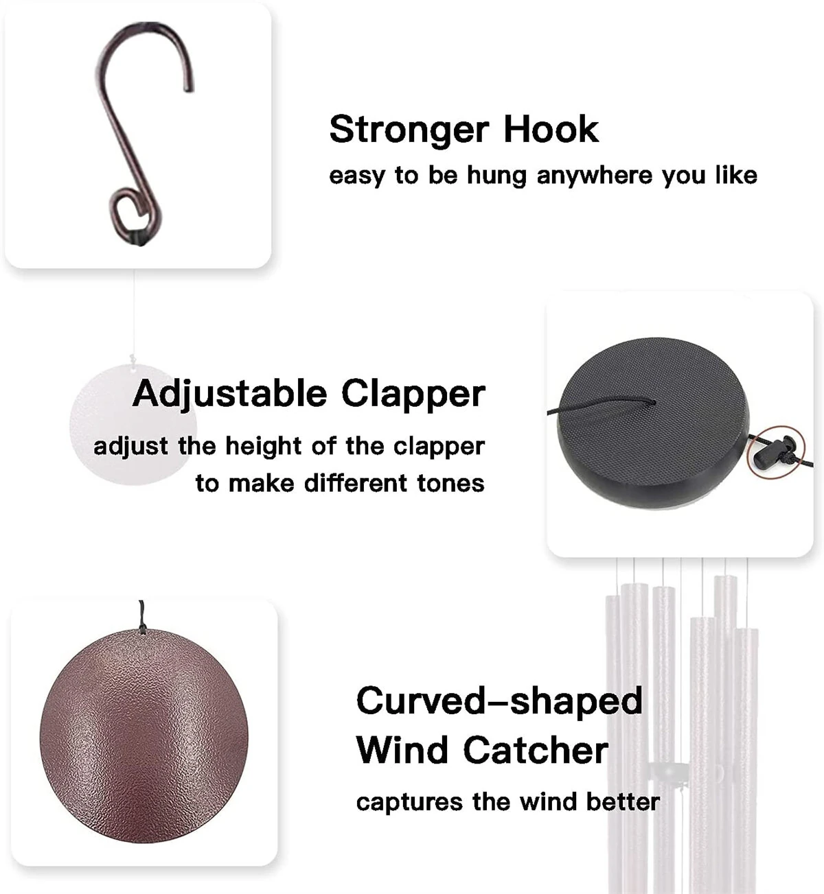 Outdoor Deep Tone Wind Chimes 45° Memorial Wind Chimes Metal Pipe Wind Chime — view 9
