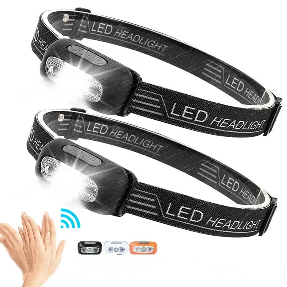 Outdoor Intelligent Sensing Headlight USB Charging Strong Bald Headlight LED Night Fishing Portable Night Running Light — view 2
