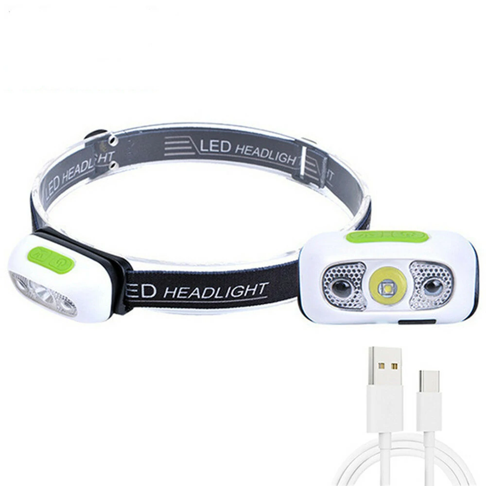 Outdoor Intelligent Sensing Headlight USB Charging Strong Bald Headlight LED Night Fishing Portable Night Running Light — view 4