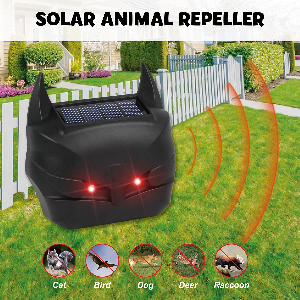 Outdoor Solar Animal Repellent Ultrasonic Infrared Bird Repellent Dog Repellent Mouse Repellent Built-In Light Sensor IP44 Waterproof — Pricio