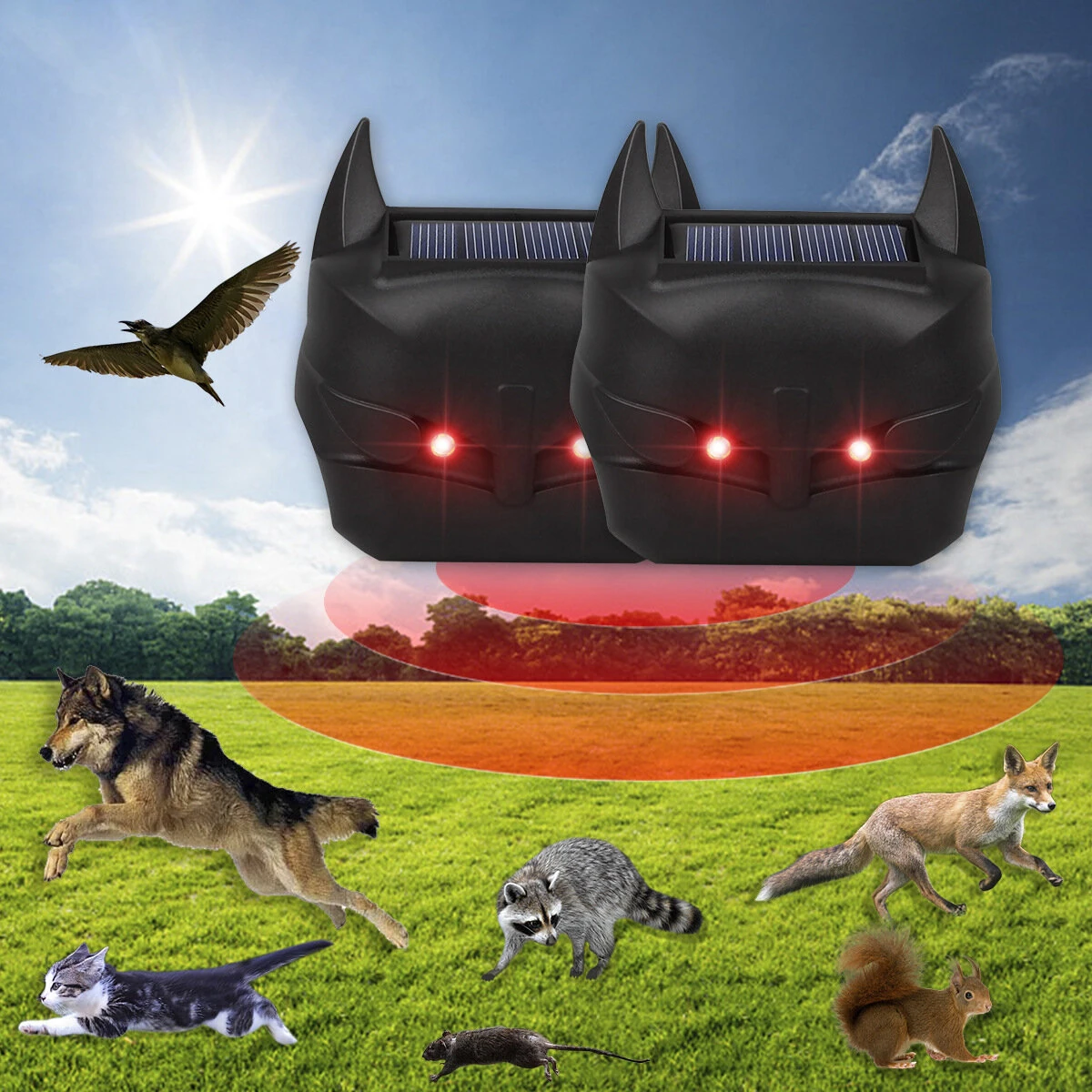 Outdoor Solar Animal Repellent Ultrasonic Infrared Bird Repellent Dog Repellent Mouse Repellent Built-In Light Sensor  IP44 Waterproof — view 9