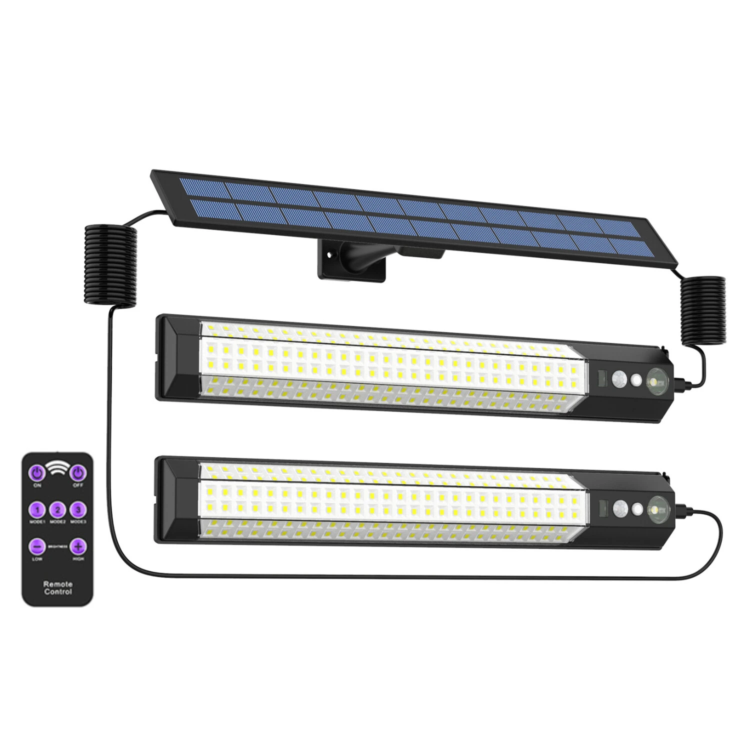 Outdoor Split LED Solar Light Waterproof Motion Sensor 7 Lighting Modes With Remote Control 3 Meter Cable for Landscape Patio Garden Lighting — Pricio