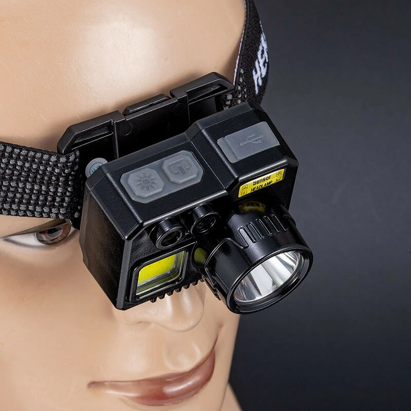 Outdoor Super Bright Multi-function Fishing Intelligent Sensing Headlamp  Rechargeable Long Battery Life Work Light  Inspection Light — view 5
