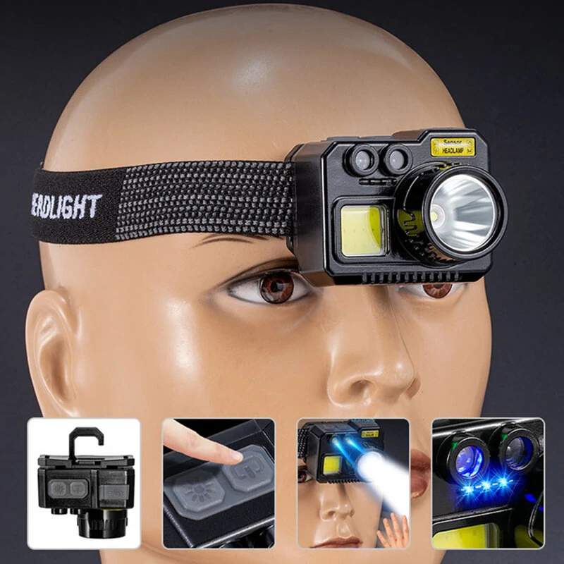 Outdoor Super Bright Multi-function Fishing Intelligent Sensing Headlamp  Rechargeable Long Battery Life Work Light  Inspection Light — view 8