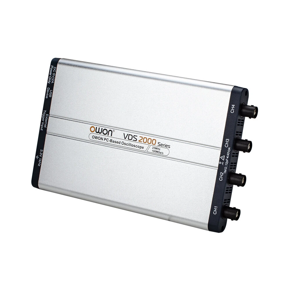 OWON VDS2000 Series PC Oscilloscope 25MHz Bandwidth 100MSa/s Sampling Rate Multi-Platform Compatible USB Interface 8-Bit Vertical Resolution — view 2