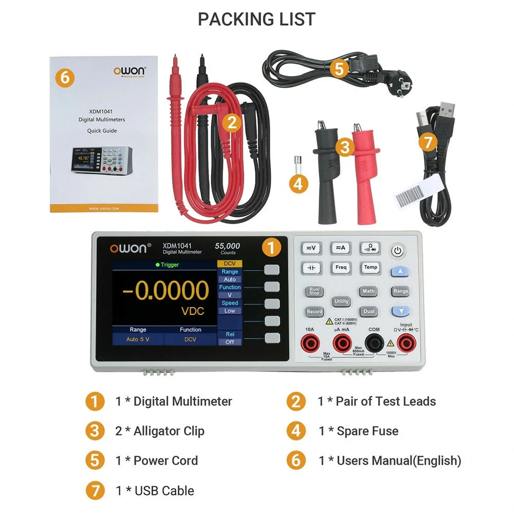 Owon XDM1041 USB Digital Multimeter 55000 Counts High Accuracy Universal Desktop Multimeters Meter with 3.7-inch TFT LCD Screen — view 11