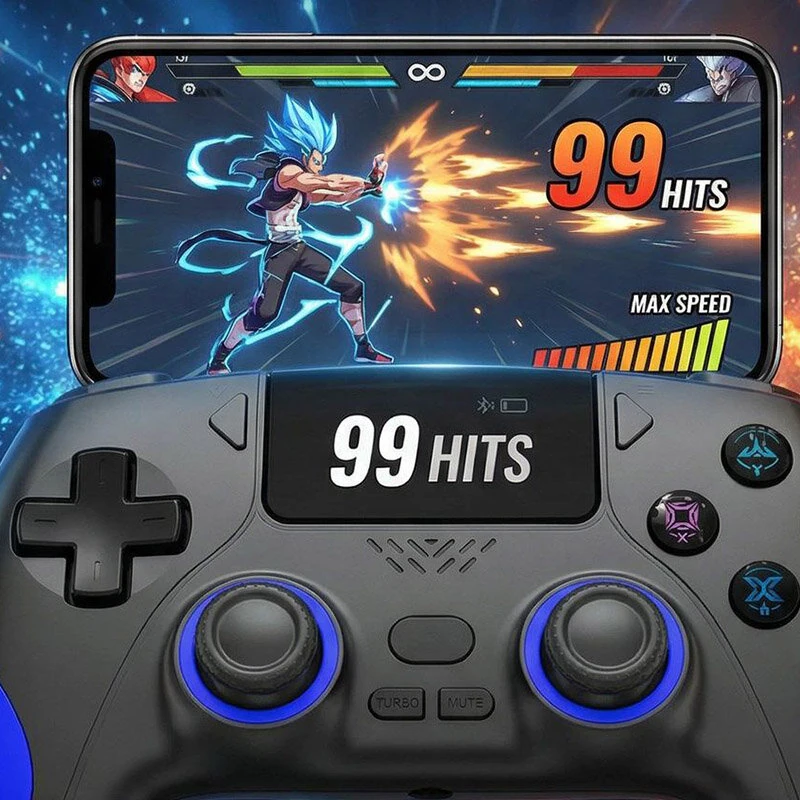 P4 Wireless Gaming Controller 1.47-inch OLED Screen bluetooth Gamepad with Hall Effect Joysticks & Triggers Turbo Vibration for PC Switch PS4 Android iOS — view 7