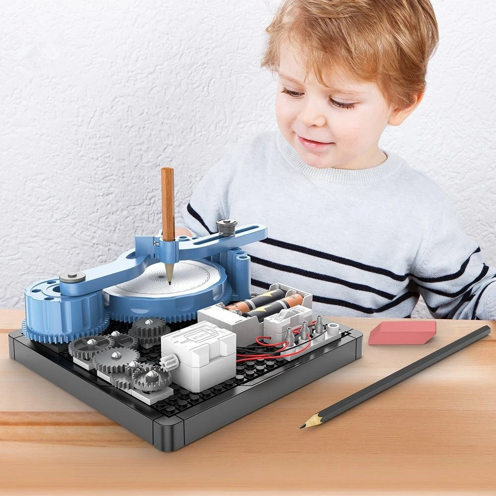 Painter Children DIY Mechanical Plotter Painting Drawing Science Suit Scientific Physics Manual Experiment Educational Science Assembled Circuit Mechanical Early Education Toys — Painter