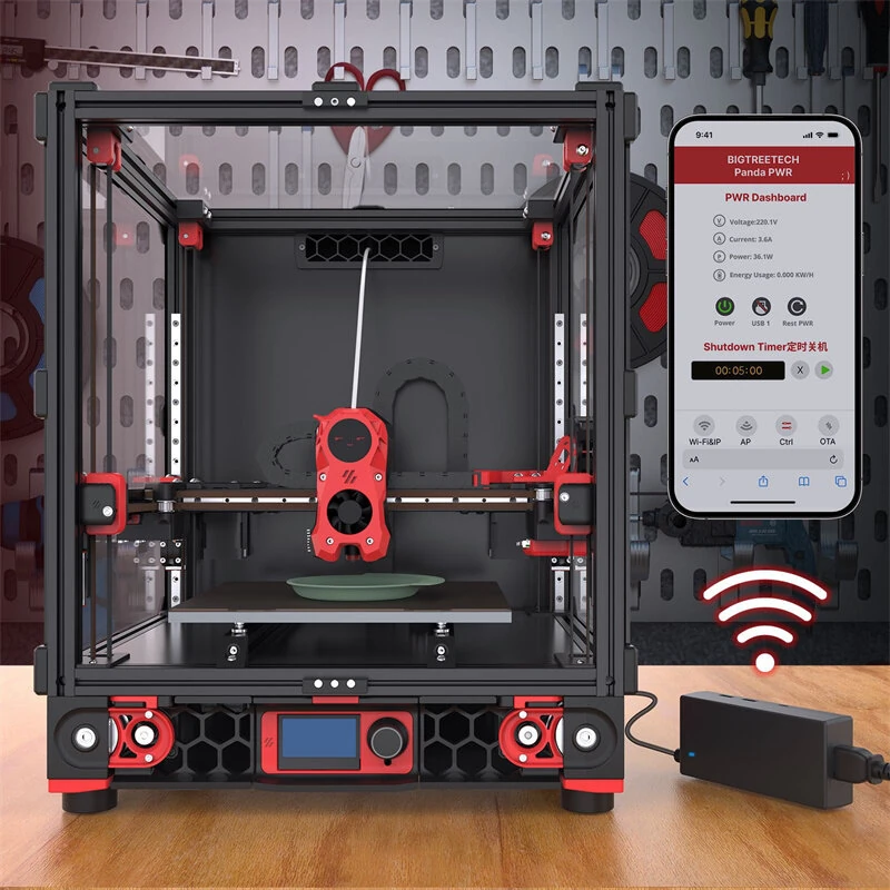 Panda PWR Smart Power Controller Remote Control Real Time Power Monitoring Timed Shutdown Dual USB Ports OTA Update Compatible Bambu Lab Klipper Voron 3D Printer Accessory Fleet Management — view 4