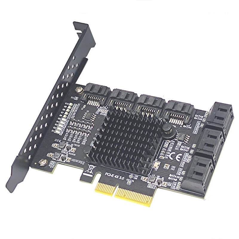 PCIe to SATA3.0 Expansion Card 10 Port 6Gbps PCI-E3.0 4X Interface ASM1166 Hot Swap for PC Storage Upgrade Win10 Linux Compatible — view 2