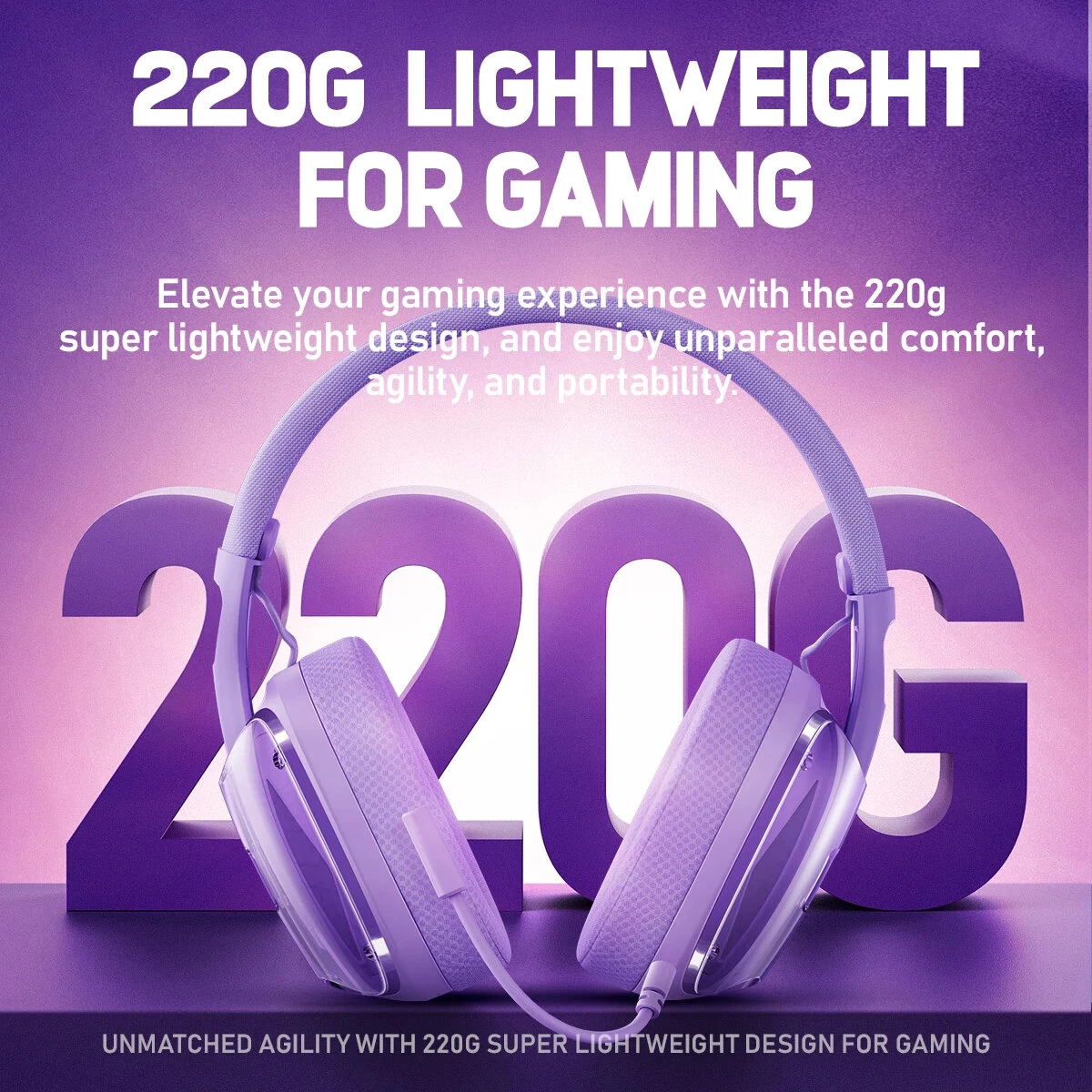 Picun G1 Wireless Headset bluetooth Gaming Headset 40mm Driver 3D Spatial Audio Low Gaming Delay 30H Battery Life Gamer Headphones with ENC HD Mic — view 5