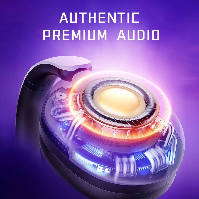 PICUN UG-10A Gaming Headset Wireless bluetooth V6.0 Headphone ANC -56dB Deep Noise Cancelling 40mm Composite Dynamic Driver 360° Spatial Audio 100H Battery Life RGB Effect 3.5mm AUX E-sports Gamer Headphones with HD Mic — view 8