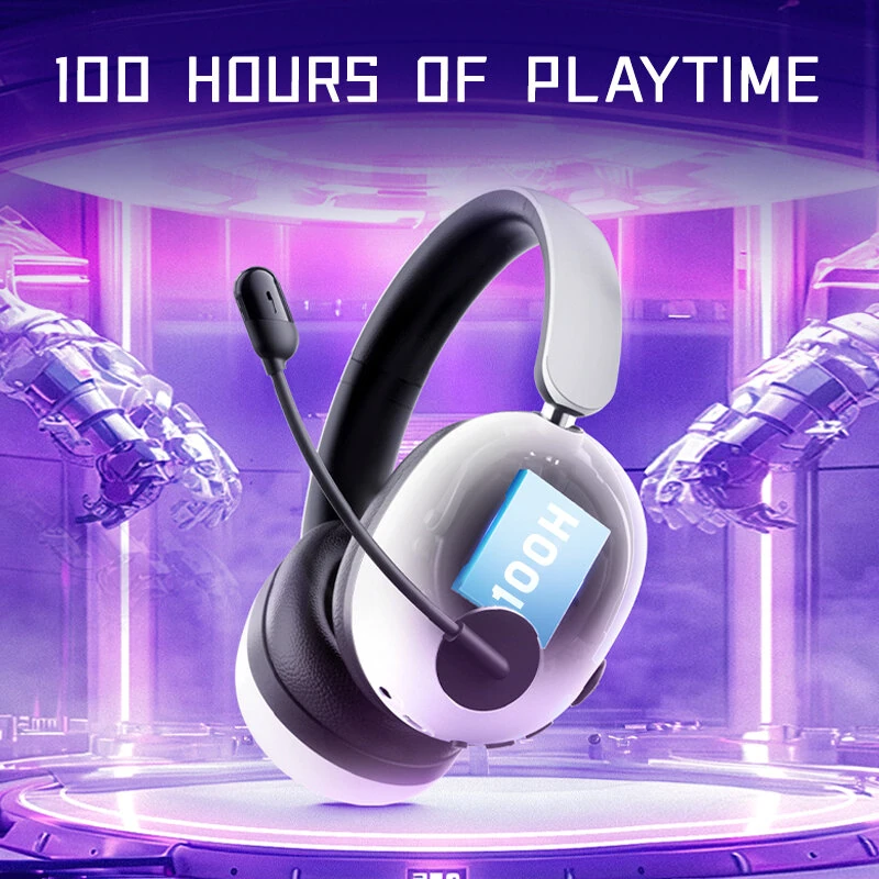 PICUN UG-10A Gaming Headset Wireless bluetooth V6.0 Headphone ANC -56dB Deep Noise Cancelling 40mm Composite Dynamic Driver 360° Spatial Audio 100H Battery Life RGB Effect 3.5mm AUX E-sports Gamer Headphones with HD Mic — view 9