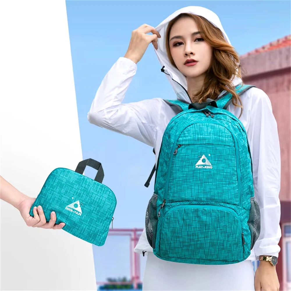 PLAYKING Lightweight Nylon Foldable Backpack Waterproof Outdoor Sport Camping Hiking Travel Folding Bags — view 3