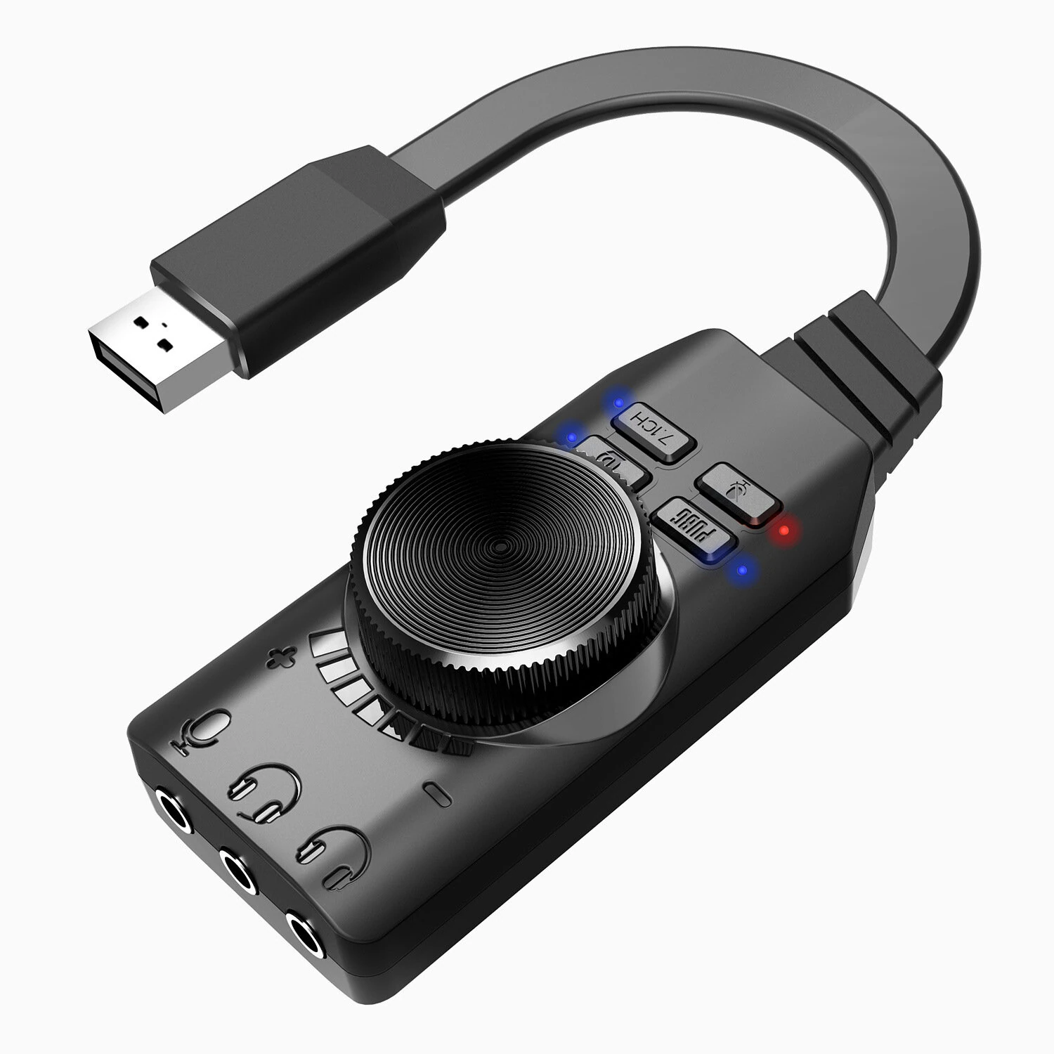 PLEXTONE GS3 USB 7.1CH Computer Game Sound Card with Volume Knob External Gaming Audio Card 3.5mm USB Adapter Plug and Play for PC Laptop PUBG — view 2