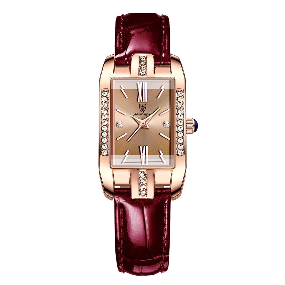 POEDAGAR Fashion Rectangular Quartz Watch Female Luxury Elegant Clock Waterproof Leather Band Creative Diamond Women Watch — view 7