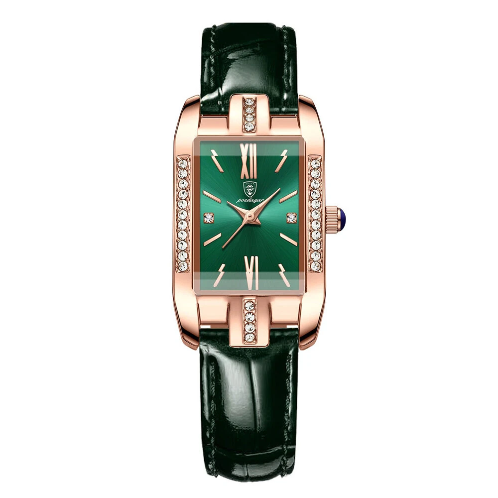 POEDAGAR Fashion Rectangular Quartz Watch Female Luxury Elegant Clock Waterproof Leather Band Creative Diamond Women Watch — view 8
