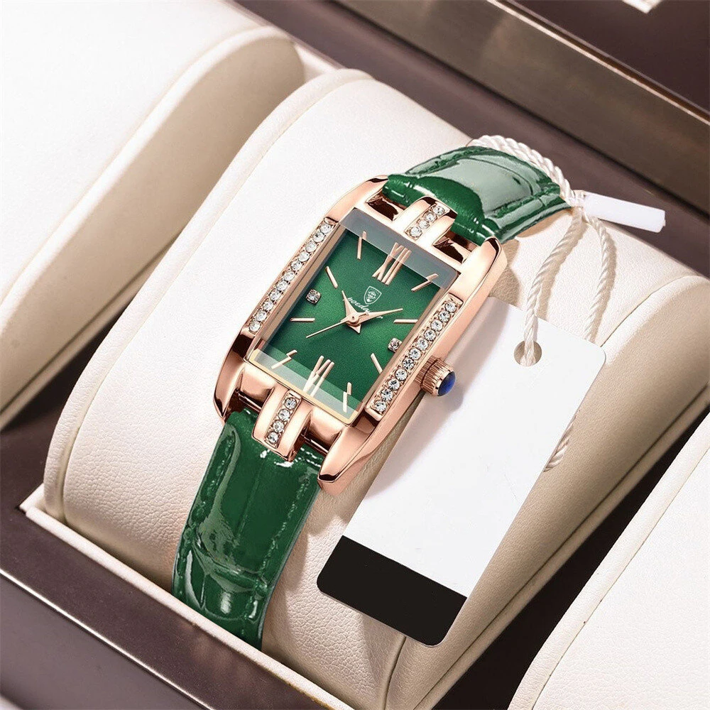 POEDAGAR Fashion Rectangular Quartz Watch Female Luxury Elegant Clock Waterproof Leather Band Creative Diamond Women Watch — view 9