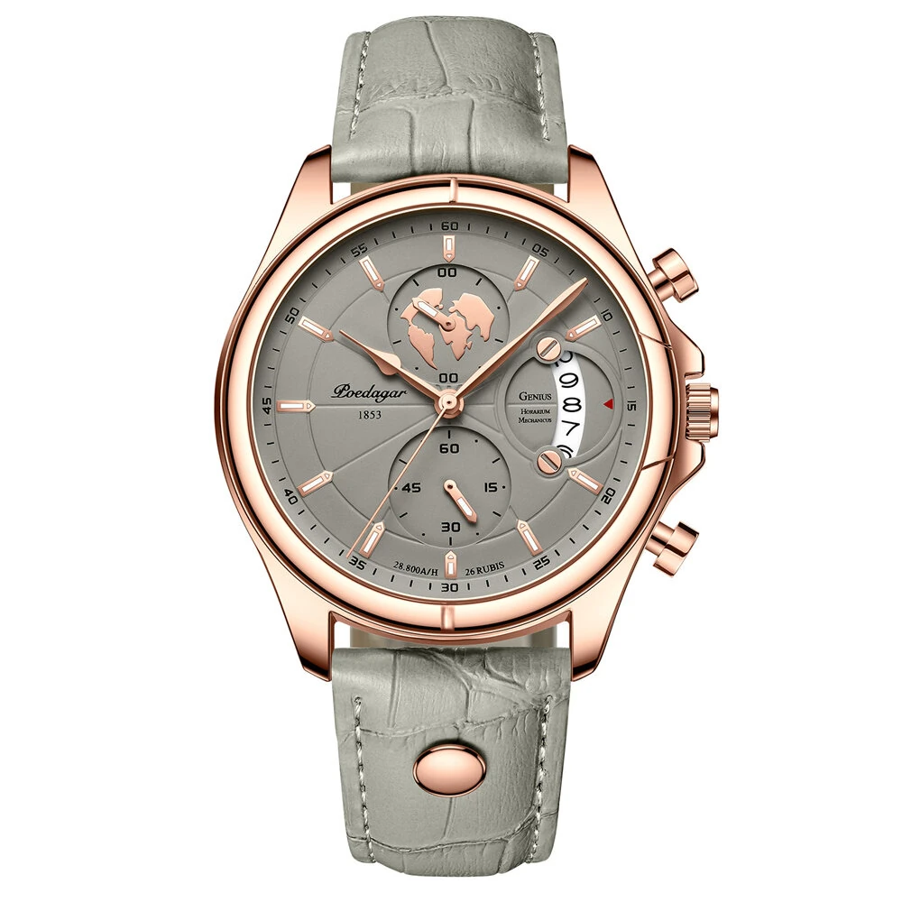 POEDAGAR Men's Waterproof Luminous Quartz Watches Fashion Multi-function Business Casual Wristwatch — view 10