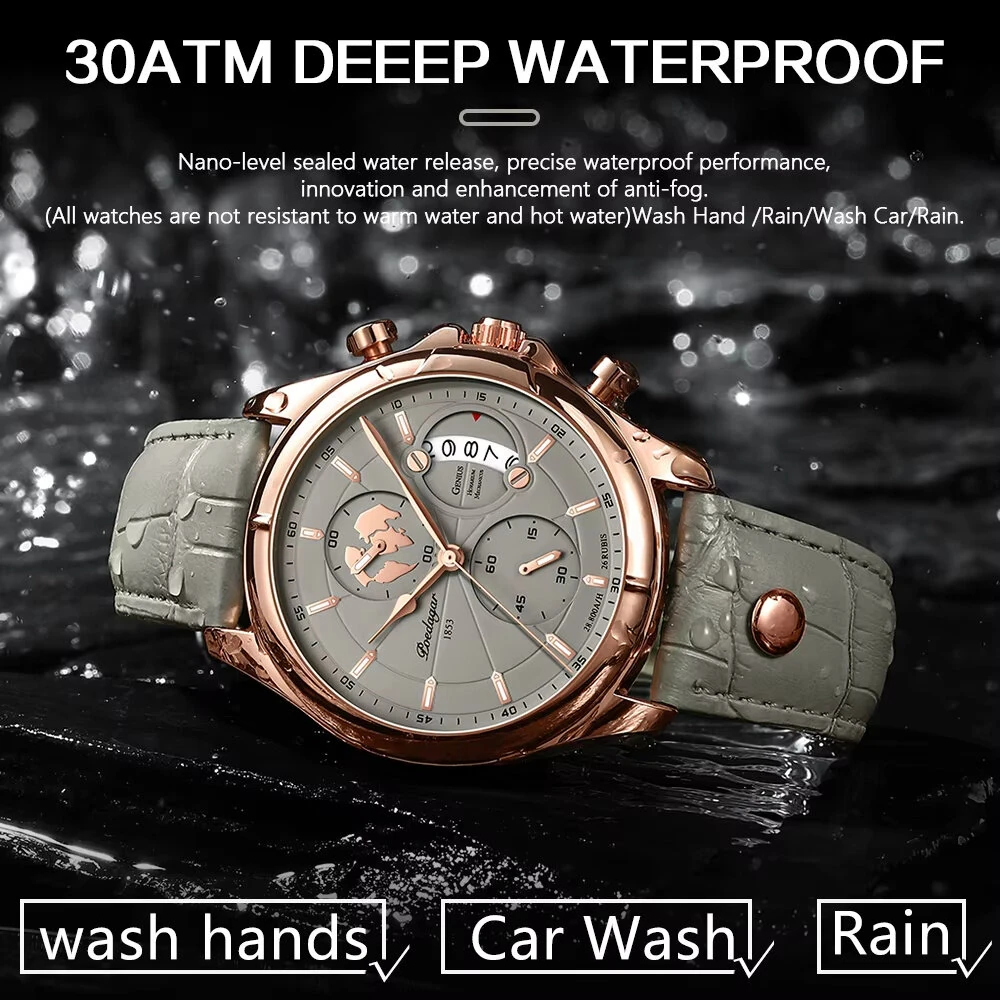 POEDAGAR Men's Waterproof Luminous Quartz Watches Fashion Multi-function Business Casual Wristwatch — view 4