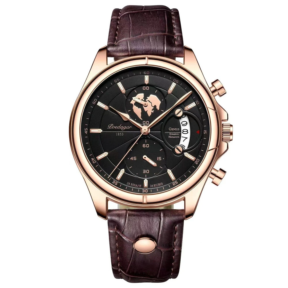 POEDAGAR Men's Waterproof Luminous Quartz Watches Fashion Multi-function Business Casual Wristwatch — view 9