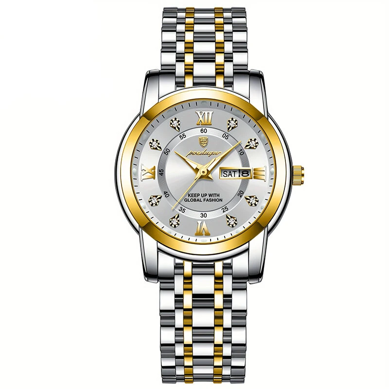 POEDAGAR Women Luxury Quartz Watch Date Dial Analog Fashion Business Casual Wrist Watch Luminous Waterproof Steel Band Lady Watch — view 2