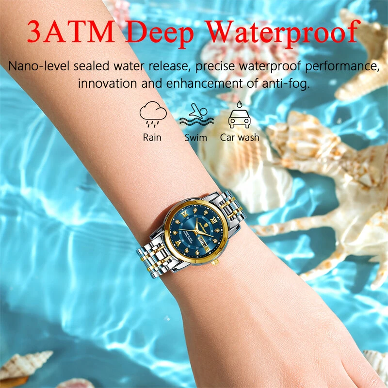 POEDAGAR Women Luxury Quartz Watch Date Dial Analog Fashion Business Casual Wrist Watch Luminous Waterproof Steel Band Lady Watch — view 4