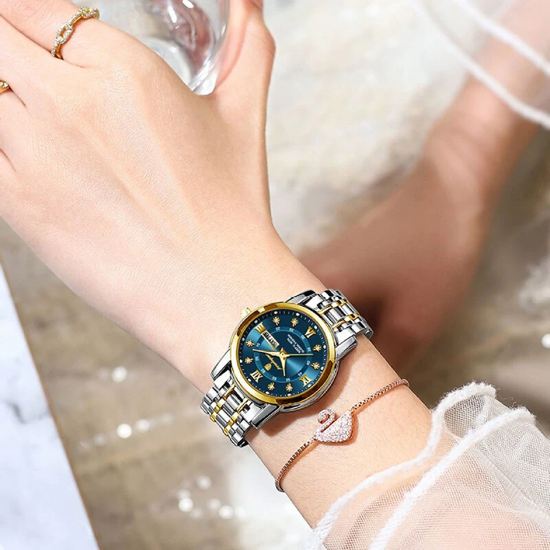 POEDAGAR Women Luxury Quartz Watch Date Dial Analog Fashion Business Casual Wrist Watch Luminous Waterproof Steel Band Lady Watch — view 6