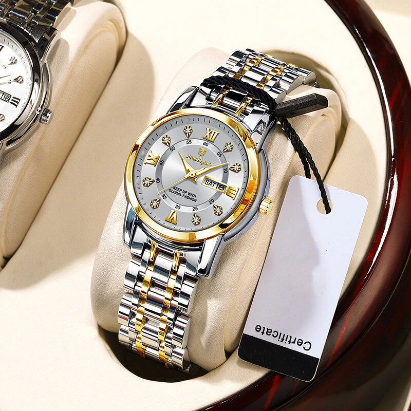 POEDAGAR Women Luxury Quartz Watch Date Dial Analog Fashion Business Casual Wrist Watch Luminous Waterproof Steel Band Lady Watch — view 7