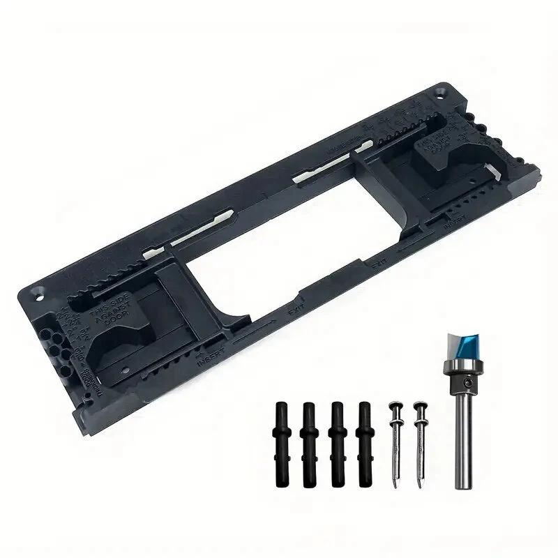 Polished Plastic Hinge Router Template Kit Adjustable for 2-1/2 to 6 Inch Hinges Square and Semidiameter Corners Easy Installation Sturdy Finish Industrial Hardware Tool — view 3