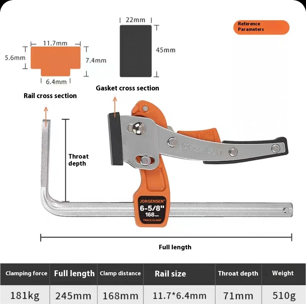 PonyJorgensen Quick Ratcheting MFT Bench Dog Clamp Track Saw Guide Rail Clamp 181kg Clamping Force for Makita Protool Metabo Festool DeWalt Guide Rail — view 4
