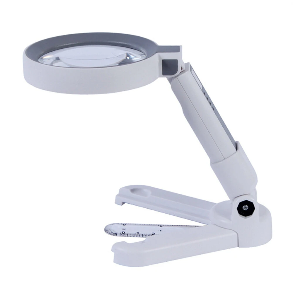 Portable 18LED Touch Switch Folding 5x 11x Magnifying Glass for Precision Measurement and Repair with Detachable Handheld Desktop and Charging — Pricio