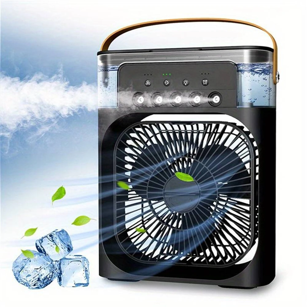 Portable Air Conditioner USB Handle Evaporative Air Cooler Cooling Fan with 3 Speeds / 5 Humidifier Misting Hole / 7 Colors Light For Home Office Travelling — Pricio
