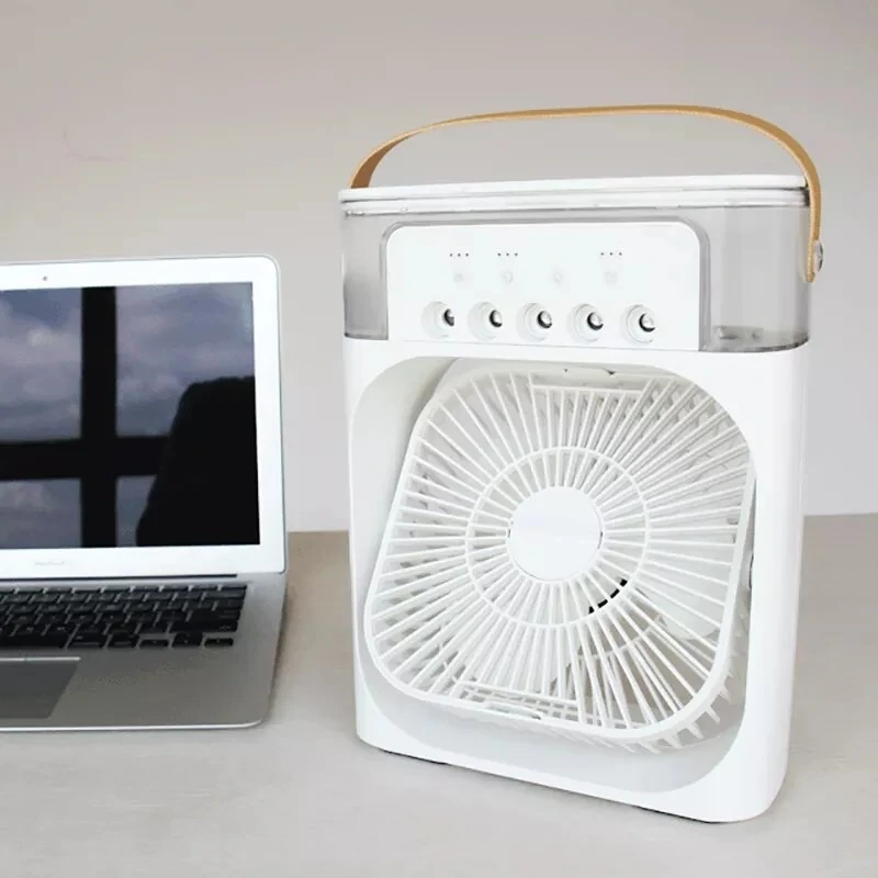 Portable Air Conditioner USB Handle Evaporative Air Cooler Cooling Fan with 3 Speeds / 5 Humidifier Misting Hole / 7 Colors Light For Home Office Travelling — view 5