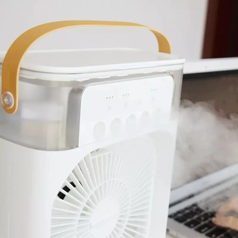 Portable Air Conditioner USB Handle Evaporative Air Cooler Cooling Fan with 3 Speeds / 5 Humidifier Misting Hole / 7 Colors Light For Home Office Travelling — view 7